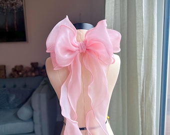 Handmade Large Tulle Bow: Bridal, Girl Hair Clip