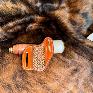 Leather Knife Sheath, Tooled Knife Holster, Basket weave Pancake Knife Case, Western Knife Sheath, Cowboy Holster, case knife sheath