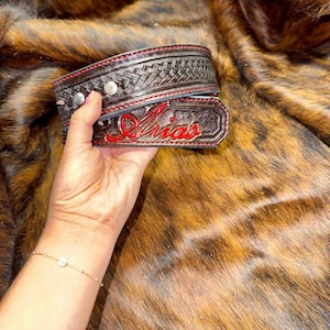 Hand-tooled Leather Belt and Colored Leather Belts
