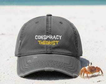 CONSPIRACY THEORIST Embroidered Distressed Dad Hat - Funny Trendy Baseball Cap, Gift for Dads