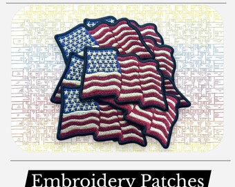 Waving American Flag Embroidered Patch | Vintage Distressed Style