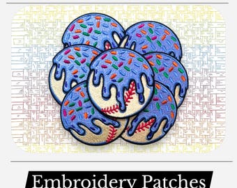 Donut Baseball Embroidered Patch | Funny Iron On Applique