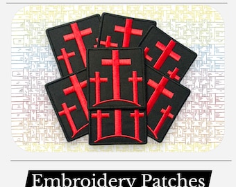 Three Crosses Embroidered Patch | Christian Iron On Applique