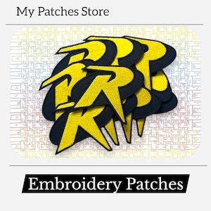 Robin R Logo Embroidered Patch | Batman Animated Robin Patch | Superhero Iron On Patch | Yellow Black Robin Emblem