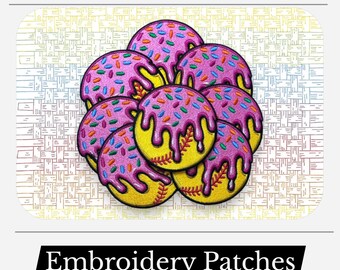 Donut Baseball Embroidered Patch | Funny Sports Iron On Applique