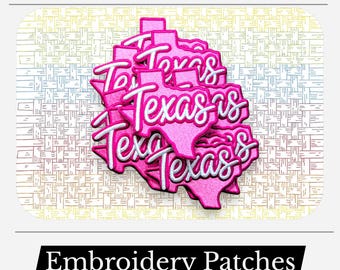 Texas Puff Embroidered Patch | 3D Embroidery Iron On Patch | Texas State Script Patch | Western Patch