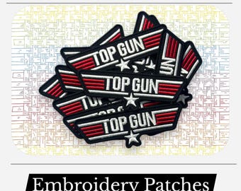 Top Gun Embroidered Patch | Aviation Wings Iron On Patch | Fighter Pilot Military Patch | Flight Patch