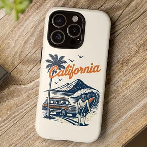 California Surf Phone Case - Retro Beach Summer Vintage Vibe iPhone 16 15 14 13 12 11 Pro Max Mini Plus Galaxy S25 S24 S23 S22 S21 Pixel 9 8