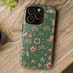 Coastal Calm Phone Case: Tropical Beach Pattern
