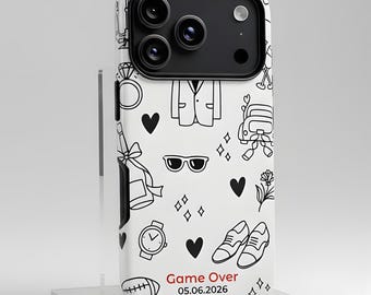 Game Over Personalized Funny Wedding Gift Phone Case Custom Date iPhone 17 16 15 14 13 Pro Max Mini Plus Air Samsung Galaxy S25 S24 S23 S22