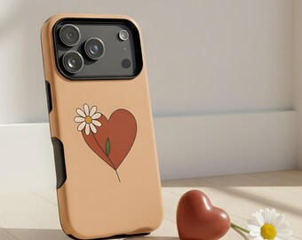 Heart Flower Phone Case Minimalist Aesthetic Gift Cute Daisy Floral Retro Love Cover for iPhone 17 16 15 14 13 12 Pro Max Plus Air Samsung