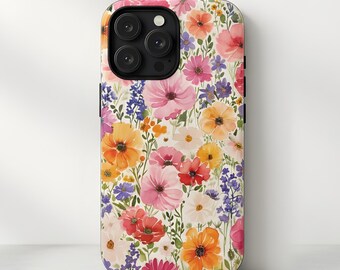 Wildflower Floral Phone Case Colorful Spring Flower Botanical Case Aesthetic Pattern for iPhone 17 16 15 14 13 12 Pro Max Plus Air Samsung