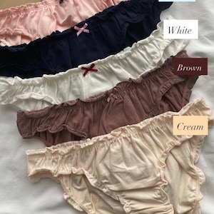 Braguita de algodón con volantes para mujer, ropa interior suave hecha a mano, bragas románticas y bonitas, lencería para el día a día.