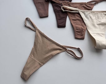 Cotton Thong Set of 5 | Soft Pastel Neutral Colors | Cotton Adjustable Thongs