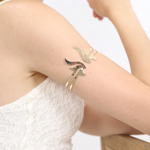 Gold Brass Arm Cuff: Adjustable Tribal Style Armband