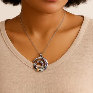 7 Chakra Stones Stainless Steel Necklace: Yoga Spiritual Jewelry