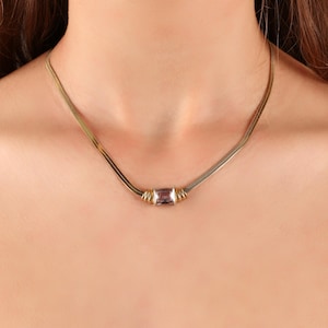 Gold Stainless Steel Necklace: Minimalist Flat Choker, Hypoallergenic Jewelry