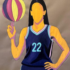 Caitlin Clark Poster, Handmade wall hanging, basketball art, sports art