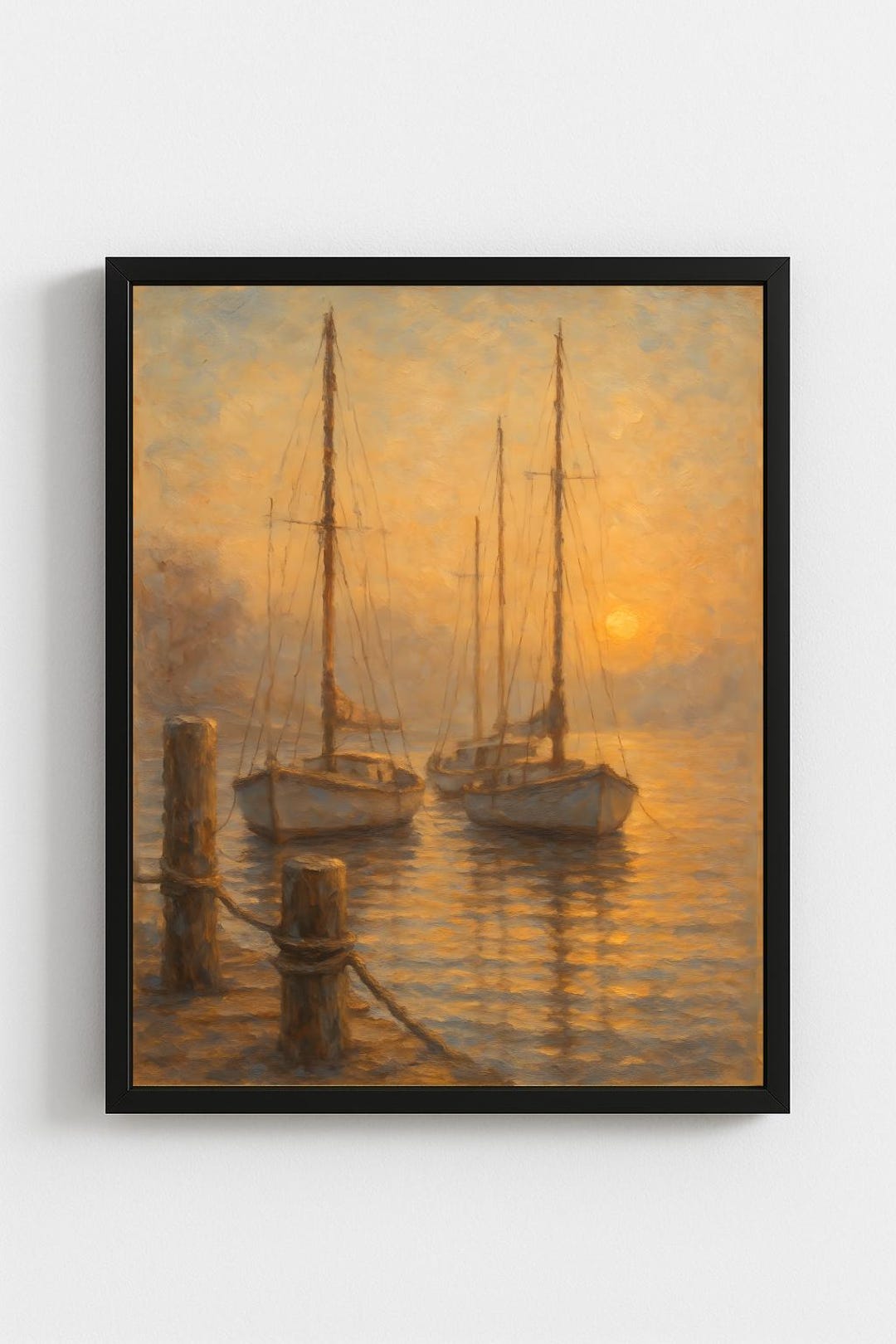 Golden Harbor Serenity | Sailboat Wall Art | Sunset Coastal Print ...