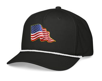 Waving American Flag Golf Rope Hat