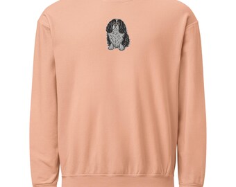 Tricolor Cavalier King Charles Spaniel Embroidered Crewneck Sweatshirt – Vintage Comfort Colors Fleece