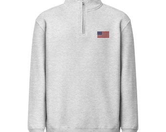 American Flag Embroidered Premium Fleece Quarter-Zip