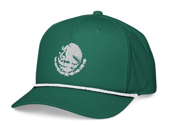 Mexico Flag Eagle Embroidered Classic Golf Rope Hat
