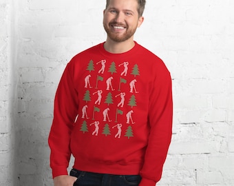 Golf Christmas Sweater-Style Crewneck Sweatshirt