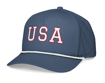 USA Golf Rope Hat: Patriotic Polyester Snapback Cap