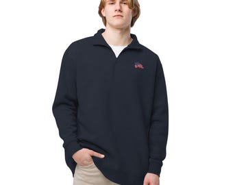 Embroidered American Flag Quarter Zip Sweatshirt: Patriotic Pullover