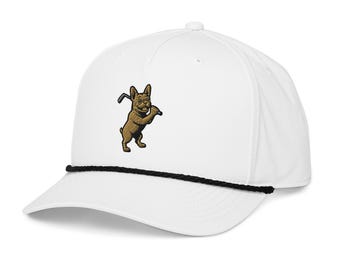 Golfing French Bulldog Rope Hat: Funny Golf Cap