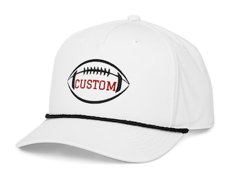 Custom Embroidered Football Rope Hat - Your Text or Number Inside Football Graphic