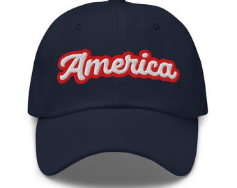 USA Dad Hat: Embroidered Cotton Twill, Fourth of July