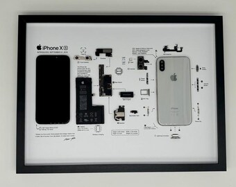 Framed iPhone Xs – Stylish decoration for tech lovers in a 3D frame, mobile phone picture frame, teardown, disassembled iPhone