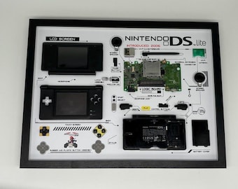 Framed Nintendo DS Lite – Stylish decoration for tech lovers in a 3D frame, Nintendo picture frame, teardown, disassembled DS Lite