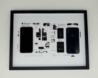 Framed iPhone X – Stylish decoration for tech lovers in a 3D frame, mobile phone picture frame, teardown, disassembled iPhone