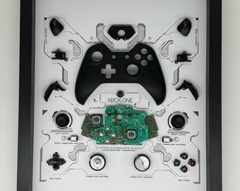 Framed Xbox One Controller – Stylish decoration for tech lovers in a 3D frame, picture frame, teardown, disassembled Xbox controller