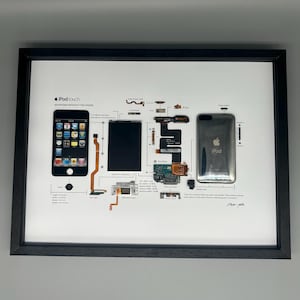 Gerahmter iPod touch – Stylische Dekoration für Technik-Liebhaber im 3D Rahmen, Handy Bilderrahmen,  Teardown, zerlegter IPod