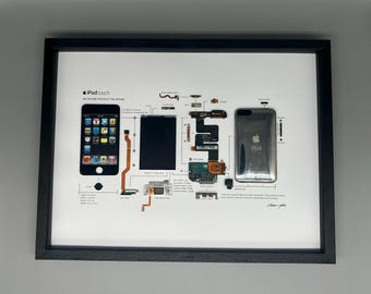 Framed iPod touch – Stylish decoration for technology lovers in 3D frame, mobile phone picture frame, teardown, disassembled iPod