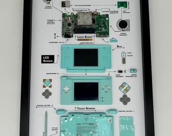 Framed Nintendo DS Lite – Stylish decoration for tech lovers in a 3D frame, Nintendo picture frame, teardown, disassembled DS Lite