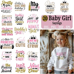 Adorable fille SVG Bundle | Énonciations de bébé svg | Lot bébé fille | Svg nouveau-né | Chemise bébé svg
