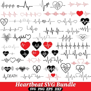 Heartbeat SVG-bundel, Cardiogram SVG, Heartbeat Svg-bestanden knippen voor Cricut