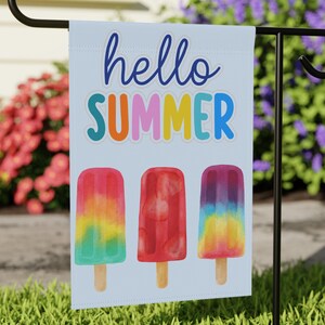 Hello Summer Garden Flag | Colorful Garden Flag | Summer Garden Flag | Colorful Popsicle Yard Flag | Popsicle Garden Flag
