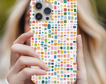 Colorful Mosaic Phone Case | Abstract Square Pattern iPhone Case | Modern Confetti Pattern Phone Cover | Bright Artistic Phone Case