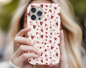 Heart iPhone Case | Valentines Day Phone Case | Cute Pink & Red Hearts Phone Cover | Romantic Love Aesthetic Case | Gift for Her