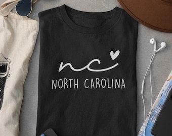 North Carolina Script Tee | Minimalist State Pride Shirt | NC Graphic Tee | Unisex NC Script T-Shirt