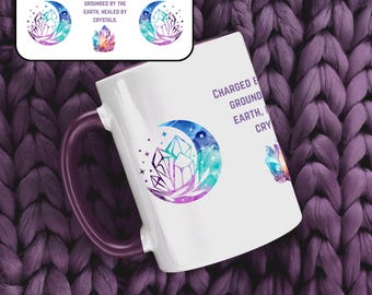 Crystals Mug | Moon Mug | Mystical Mug | Unique Mug | Gift for Crystal Lovers | Moon Phase | Magical | Astrology