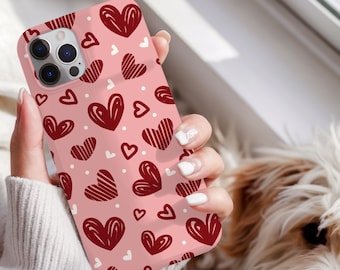 Heart Pattern iPhone Case | Valentines Day Phone Case | Cute Love Hearts Phone Cover | Romantic Aesthetic iPhone Case