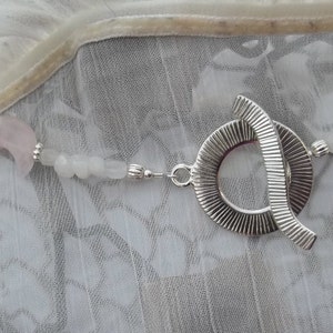 Pink Moon 2 Tier Draped Rose Quartz and Snow Jade Necklace image 5