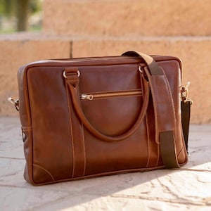 Personalisierte Leder Laptoptasche, Leder Arbeitstasche mit Fächer, Benutzerdefinierte Aktentasche für Männer und Frauen, professionelle Businesstasche